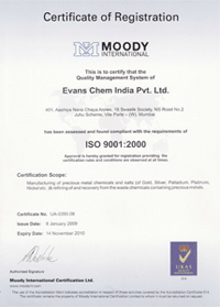 Enas Chem - ISO 9001 : 2000 Certificate